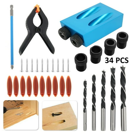 14/30 / 34PCS Pocket Hole Jig 15 Degree Angle Oblique Hole Locator Drill Bits Hole Jig Clamp Kit for Woodworking
14/30 / 34PCS Pocket Hole Jig 15 Degree Angle Oblique Hole Locator Drill Bits Hole Jig Clamp Kit for Woodworking