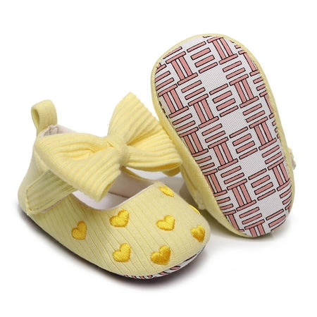 

Cathalem Baby Girl Shoes Size 2 Girls Single Shoes Heart Embroider Bowknot First Walkers Shoes Toddler Boot Baby Shoes Yellow 6 Months