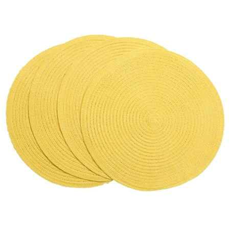 4pcs Party Durable 15 Inch Washable Table Placemat Cotton Braided Round Rop Home