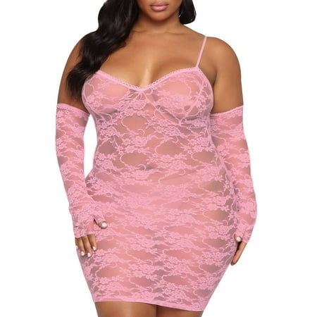 Plus Size Women\ s Sexy Lace Lingerie Sleepwear Underwear Suspender Night Dress