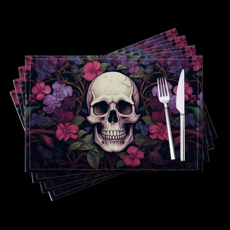 BaHomeck placemats Set of 4 Skull Surrounded By Purple And Pink Flowers Cotton Linen rectangle Placemats for Kitchen Dining Table Indoor Outdoor 18*12inch 
BaHomeck placemats Set of 4 Skull Surrounded By Purple And Pink Flowers Cotton Linen rectangle Placemats for Kitchen Dining Table Indoor Outdoor 18*12inch