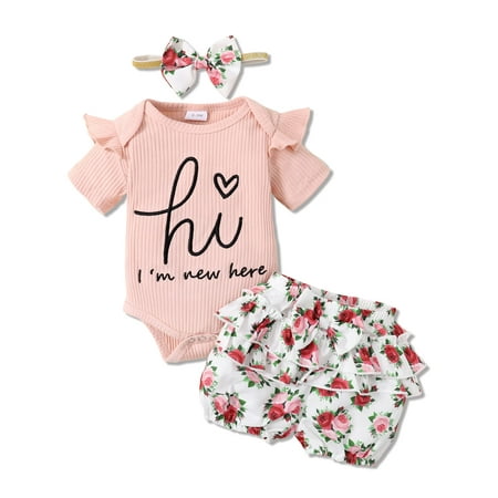 SOLOYEE Baby Girl Clothes 3PCS Ruffled Jumpsuit Tops + Floral Trousers + Floral Headband Infant Toddler Baby Girl Suit
SOLOYEE Baby Girl Clothes 3PCS Ruffled Jumpsuit Tops + Floral Trousers + Floral Headband Infant Toddler Baby Girl Suit
