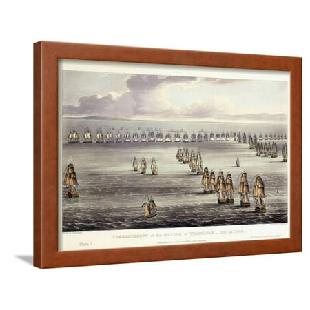 The Commencement of the Battle of Trafalgar, October 21st 1805, 1817 Framed Print Wall Art By Thomas Whitcombe