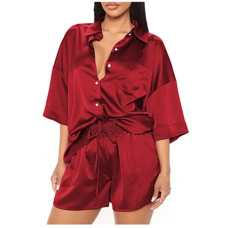 Satin Pajamas Women s Short Sleeve Sleepwear Soft Silk Button Down Loungewear Pjs Elastic Waist Shorts Set S-XXL Womens Clothes
Satin Pajamas Women s Short Sleeve Sleepwear Soft Silk Button Down Loungewear Pjs Elastic Waist Shorts Set S-XXL Womens Clothes