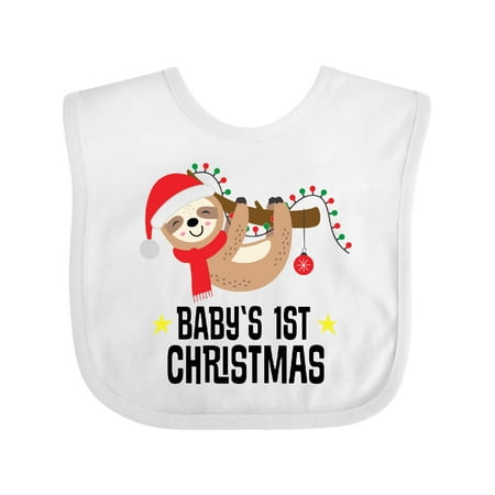 Inktastic Babys 1st Sloth Christmas Gift Baby Boy or Baby Girl Bib