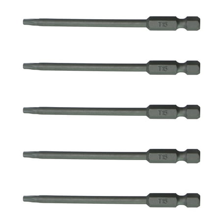 T15 (T-15) Torx/Star Driver Bit - High Quality T15 x 3-1/2 Torx/Star Drive Quick Change Shank Bit for Screws and Fasteners Requiring T15 (T-15) Size Bits - 5 PACK
T15 (T-15) Torx/Star Driver Bit - High Quality T15 x 3-1/2 Torx/Star Drive Quick Change Shank Bit for Screws and Fasteners Requiring T15 (T-15) Size Bits - 5 PACK