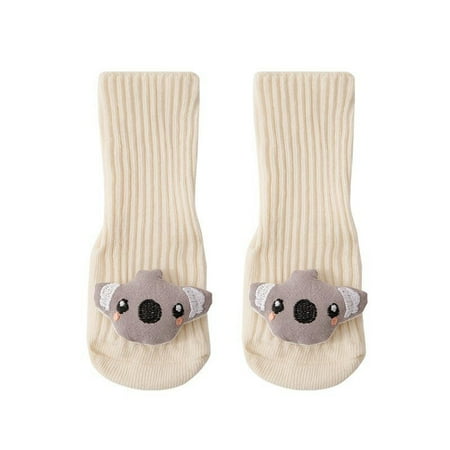 YWDJ 1-5Y Newborn Infant Boys Girls Cute Cartoon 3D Anti-Slip Socks Beige M