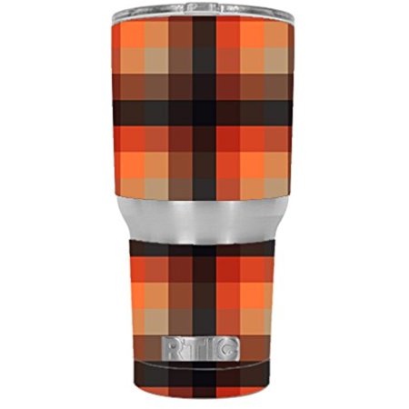 Skin Decal Vinyl Wrap for RTIC 30 oz Tumbler Cup Stickers Skins Cover (6-piece kit) / orange brown plaid
