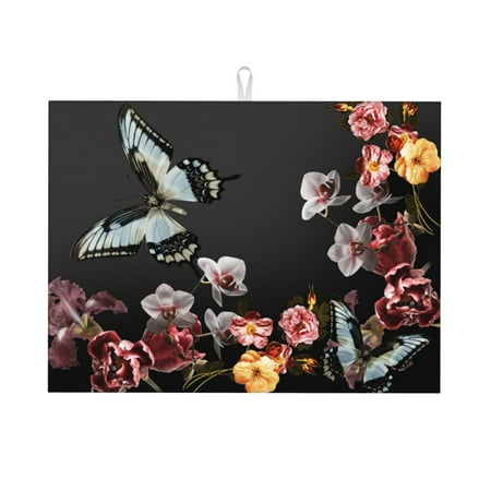 Dish Drying Mat Butterfly with Fowers Highly Absorbent Microfiber Drying Mat Kitchen Counter or Sink Drawer Liner 16x18 Kitchen Drying Mat Coffee Mat Kitchen Essentials
Dish Drying Mat Butterfly with Fowers Highly Absorbent Microfiber Drying Mat Kitchen Counter or Sink Drawer Liner 16x18 Kitchen Drying Mat Coffee Mat Kitchen Essentials