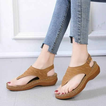 Womens Sandals Comfortable Flip Flops for Women with Arch Support Summer Casual Wedge Sandals Shoes
Womens Sandals Comfortable Flip Flops for Women with Arch Support Summer Casual Wedge Sandals Shoes
