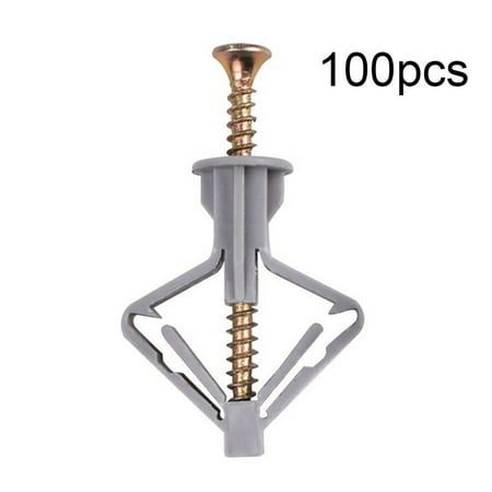 100Pcs Expansion Drywall Anchor Kit With Screws Self Drilling Wall Pierced