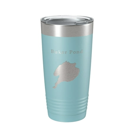 Buker Pond Tumbler Lake Map Travel Mug Insulated Laser Engraved Coffee Cup Maine 20 oz Light Blue