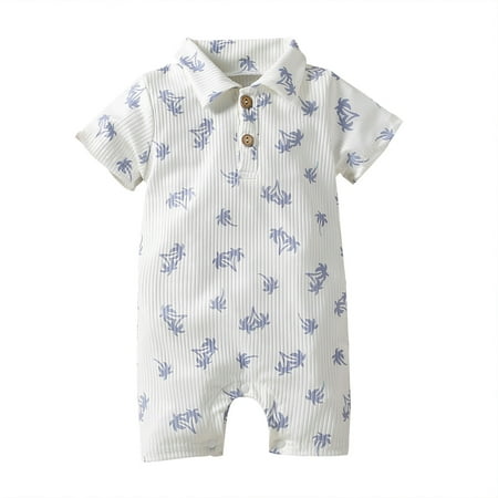 Musuos Baby Boys Girls Jumpsuit Short Sleeve Turn-down Collar Coconut Tree Print Romper for Toddlers
Musuos Baby Boys Girls Jumpsuit Short Sleeve Turn-down Collar Coconut Tree Print Romper for Toddlers