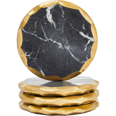 4 Pack Geode Coasters for Drinks Selenite Crystal Slices with Gold Edge Trim (3.75-4 in)
4 Pack Geode Coasters for Drinks Selenite Crystal Slices with Gold Edge Trim (3.75-4 in)
