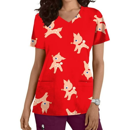 Zeceouar Christmas Scrubs Tops for Women Womens Christmas Hoilday Professional Medical Scrubs Short Sleeve Nursing Scrubs Tops Pockets on Clearance
Zeceouar Christmas Scrubs Tops for Women Womens Christmas Hoilday Professional Medical Scrubs Short Sleeve Nursing Scrubs Tops Pockets on Clearance