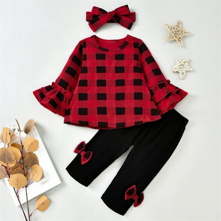 Qazqa Girls Long Sleeve Plaid Tops Bowknot Pants Headbands Outfits 3PCS Outfits Clothes Set
Qazqa Girls Long Sleeve Plaid Tops Bowknot Pants Headbands Outfits 3PCS Outfits Clothes Set