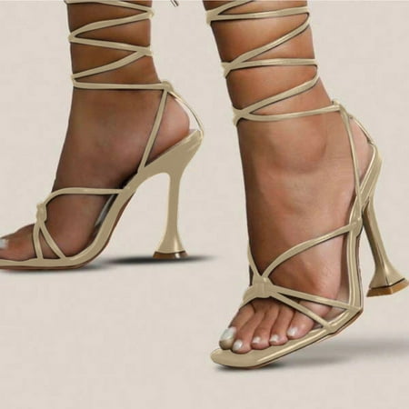 Sanbonepd High Heels Fashion Women S High Heels Breathable Lace-Up Shoes Casual Square Toe Sandals
Sanbonepd High Heels Fashion Women S High Heels Breathable Lace-Up Shoes Casual Square Toe Sandals