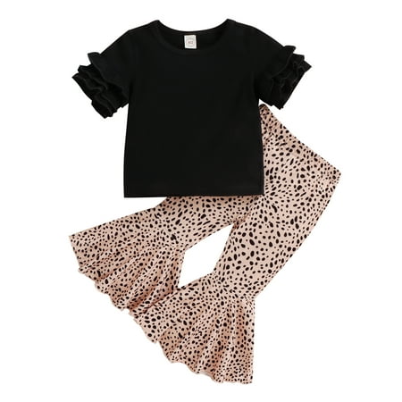 Bagilaanoe Kids Baby Girl Pant Set Short Sleeve Cotton T-Shirt Tops Leopard Flared Pants Bottom 2PCS Outfits Summer Clothes
Bagilaanoe Kids Baby Girl Pant Set Short Sleeve Cotton T-Shirt Tops Leopard Flared Pants Bottom 2PCS Outfits Summer Clothes