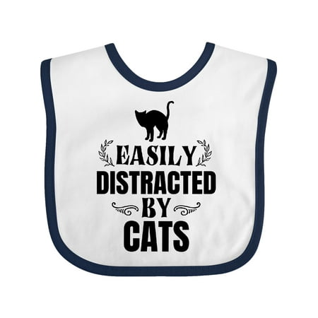 Inktastic Easily Distracted by Cats Gift Baby Boy or Baby Girl Bib