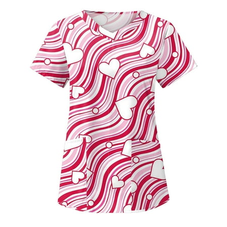 Women Scrubs Top Love Heart Printed Short Sleeve V Neck Christmas Thanksgiving With Pocket Spring Summer Daily Nursing Uniforms Nursing Care Working Uniforms
Women Scrubs Top Love Heart Printed Short Sleeve V Neck Christmas Thanksgiving With Pocket Spring Summer Daily Nursing Uniforms Nursing Care Working Uniforms