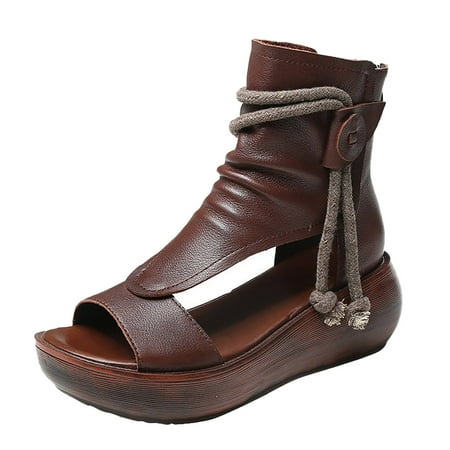 Cathalem Women s Summer Large Wedge Heel Thick Bottom Zipper Open Toe Muffin Sandals Brown 37
Cathalem Women s Summer Large Wedge Heel Thick Bottom Zipper Open Toe Muffin Sandals Brown 37