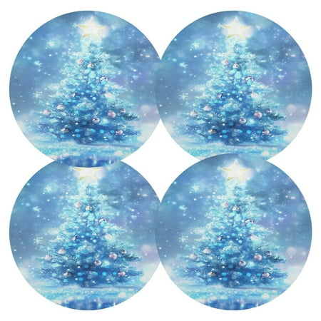 Ryvnso Blue Christmas Tree Round Plate Mats Dining Table Placemat Set of 4 for Holiday Decoration
Ryvnso Blue Christmas Tree Round Plate Mats Dining Table Placemat Set of 4 for Holiday Decoration
