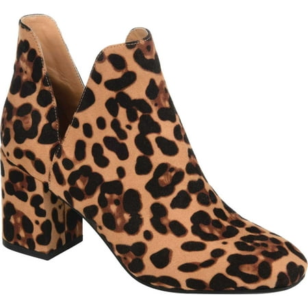 Women s Journee Collection Gwenn Heeled Ankle Bootie Leopard Faux Suede 6.5 M