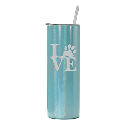 20 oz Skinny Tall Tumbler Stainless Steel Vacuum Insulated Travel Mug Cup With Straw Love Paw Print (Light Blue Iridescent Glitter)
20 oz Skinny Tall Tumbler Stainless Steel Vacuum Insulated Travel Mug Cup With Straw Love Paw Print (Light Blue Iridescent Glitter)