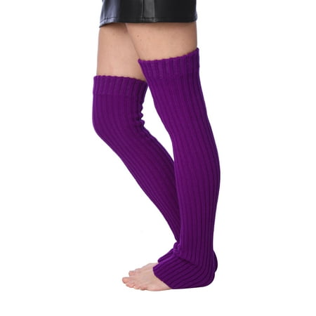 Isadora Paccini Women s Extra Long Ribbed Knit Leg Warmers LW49-PURPLE