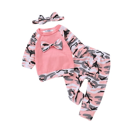 Kucnuzki 0 Months Baby Girl Fall-Winter Outfits Pants Sets 3 Months Long Sleeve Contrast Camouflage Prints Tops Elastic Camouflage Prints Pants Headband 3PCS Set Pink
Kucnuzki 0 Months Baby Girl Fall-Winter Outfits Pants Sets 3 Months Long Sleeve Contrast Camouflage Prints Tops Elastic Camouflage Prints Pants Headband 3PCS Set Pink