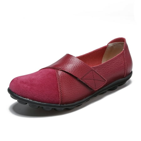 Women‘s Slip-on Loafers Round Toe Comfy Flat Shoes Women‘s Hook And Loop Fastener Cozy Footwear