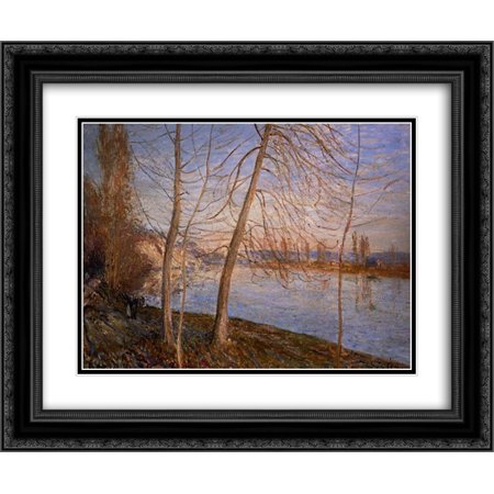 Alfred Sisley 2x Matted 24x20 Black Ornate Framed Art Print 'Winter Morning Veneux'