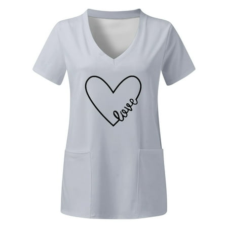 Scrubs For Women Tops White Plus Size V Neck Short Sleeved Prints Shirts With Pocket Nursing Uniforms For Women
Scrubs For Women Tops White Plus Size V Neck Short Sleeved Prints Shirts With Pocket Nursing Uniforms For Women