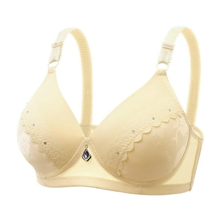 

RYRJJ Clearance Women s No Underwire Thin Bralette Pure Embroidered Floral Comfortable Push Up Minimizer Bra Sexy Full Cup Lift Everyday Bra(Beige XL)