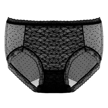 BIZIZA Women Briefs Comfort Breathable Panties Mid Rise Seamless Mesh Black M