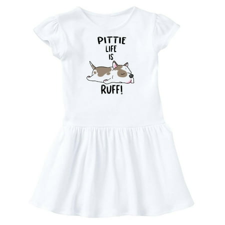 Inktastic Pittie Life is Ruff! Spotted Pit Bull Gift Toddler Girl Dress