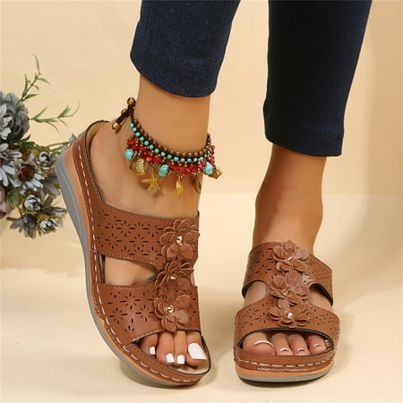 Aayomet Platform Sandals Women Ladies Fashion Retro Solid Leather Flower Decorative Open Toe Thick Sole Sandals Yellow 8
Aayomet Platform Sandals Women Ladies Fashion Retro Solid Leather Flower Decorative Open Toe Thick Sole Sandals Yellow 8