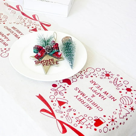 Christmas Dining Table Runner Tablecloth Flag Xmas Party Venue Banquet Decor