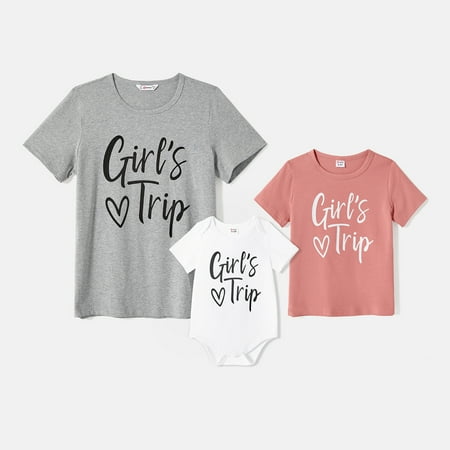 PatPat Mommy and Me 95% Cotton Short-sleeve Letter Print Tee