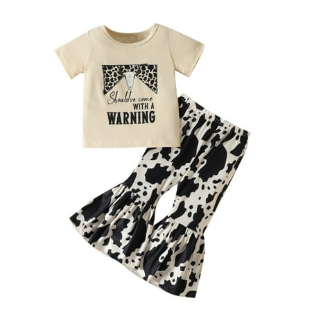 Toddler Girl Clothes Short Sleeves Kids Cow Top Letters Print Outfits Set Bell Bottom Pants Flared Girl Clothes Outfits Set Summer Outfits
Toddler Girl Clothes Short Sleeves Kids Cow Top Letters Print Outfits Set Bell Bottom Pants Flared Girl Clothes Outfits Set Summer Outfits