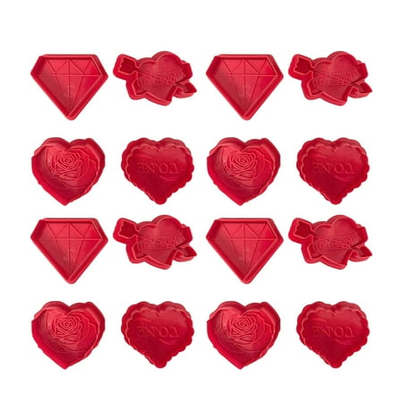 16 PCs Plastic Rose Diamond Heart Shaped Molds Fondant Cake Spring Plunger Embossed Molds Baking Utensils Kitchen Tool for Cupcake Cookie Chocolate (Red)
16 PCs Plastic Rose Diamond Heart Shaped Molds Fondant Cake Spring Plunger Embossed Molds Baking Utensils Kitchen Tool for Cupcake Cookie Chocolate (Red)