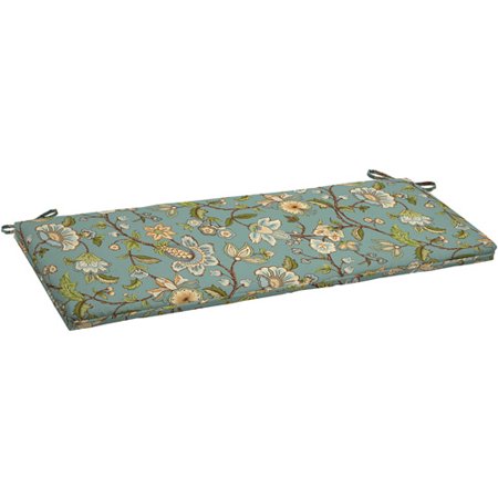 Better Homes and Gardens Outdoor Bench Cushion with Welt, Blue Jacobean Branches and Blossoms