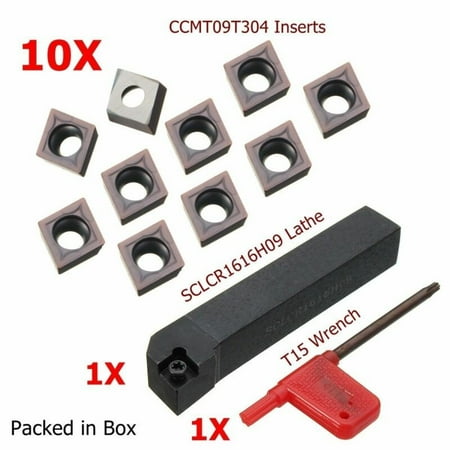 SCLCR1616H09 CNC Lathe Turning Tool Holder + 10pcs CCMT09T304 Carbide Inserts