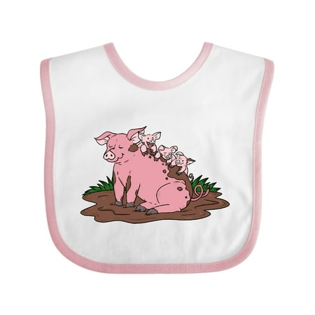 Inktastic Cute Pig Family Playing in Mud Gift Baby Boy or Baby Girl Bib