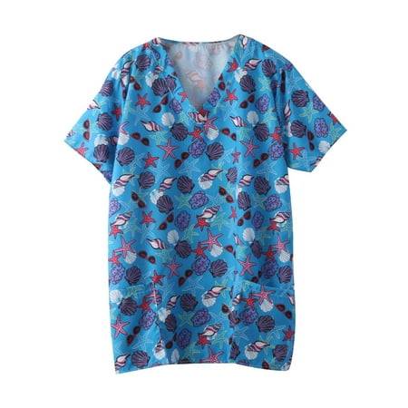 Ozmmyan Women s Scrub Tops Fashion Summer V Neck Leisure Short Sleeve Printing Nursing Tops Clearance
Ozmmyan Women s Scrub Tops Fashion Summer V Neck Leisure Short Sleeve Printing Nursing Tops Clearance