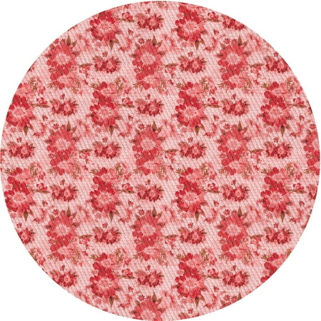 Ahgly Company Indoor Round Patterned Pastel Pink Area Rugs 7 Round