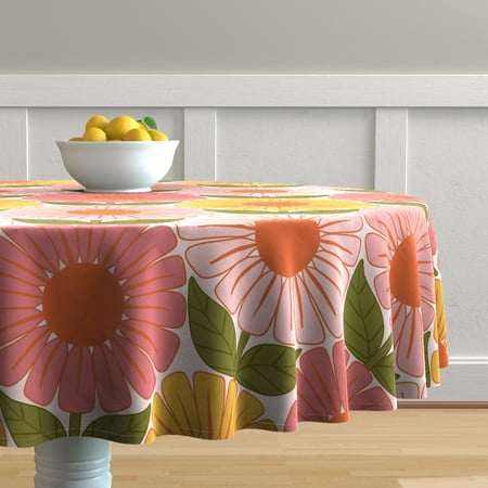 Cotton Sateen Tablecloth 70 Round - Big Pink Daisies Vintage Retro Orange 1970S Botanical Print Custom Table Linens by Spoonflower
Cotton Sateen Tablecloth 70 Round - Big Pink Daisies Vintage Retro Orange 1970S Botanical Print Custom Table Linens by Spoonflower