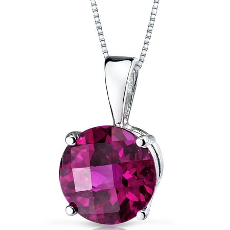 Peora 2.50 Carat T.G.W. Round-Cut Created Ruby 14kt White Gold Pendant, 18