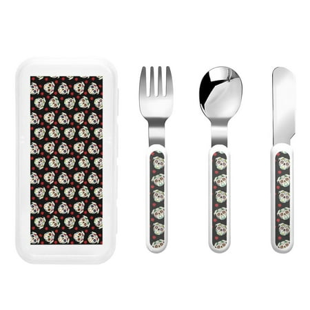 Gaeub colorful Skull dog flower Print 3-Piece Children Knife Spoon Fork Set Stainless Steel Child Flatware Set Kids Utensils Set with Case for Lunch Box (Fork Spoon Knife Combo)
Gaeub colorful Skull dog flower Print 3-Piece Children Knife Spoon Fork Set Stainless Steel Child Flatware Set Kids Utensils Set with Case for Lunch Box (Fork Spoon Knife Combo)