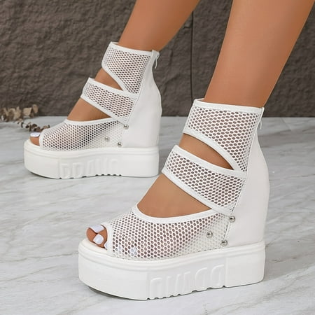 HOLXI 2024 Women s Wedge Heeled Sandals Breathable Mesh Solid Color Platform Sandals Comfortable Back Zipper Sandals
HOLXI 2024 Women s Wedge Heeled Sandals Breathable Mesh Solid Color Platform Sandals Comfortable Back Zipper Sandals